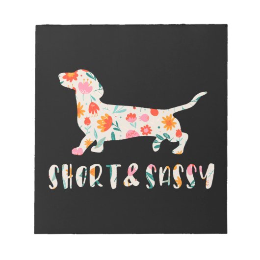 Korte en Sassy Dachshund bloemenhond Notitieblok (Voorkant)