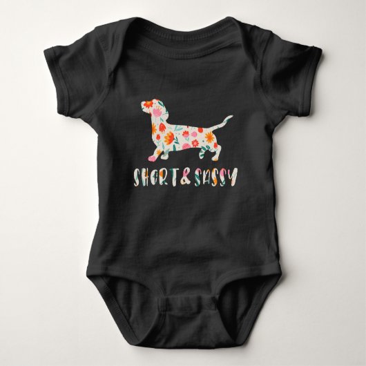 Korte en Sassy Dachshund bloemenhond Romper (Voorkant)