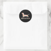 Korte en Sassy Dachshund bloemenhond Ronde Sticker (Tas)