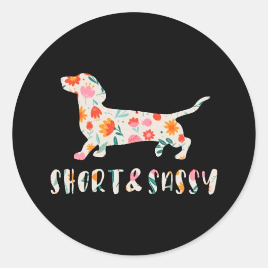 Korte en Sassy Dachshund bloemenhond Ronde Sticker (Voorkant)