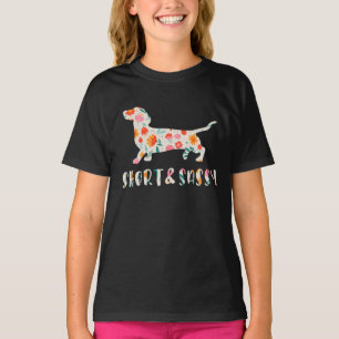 Korte en Sassy Dachshund bloemenhond T-shirt