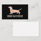 Korte en Sassy Dachshund bloemenhond Visitekaartje (Voorkant / Achterkant)