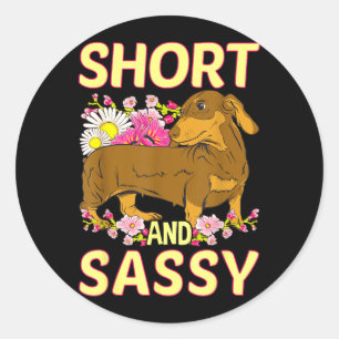 Korte En Sy Cute Bloem Dachshund Weiner Dog Ronde Sticker