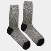 Korte Faux Shimmer Bright Silver Glitter Texture Sokken (Rechts)