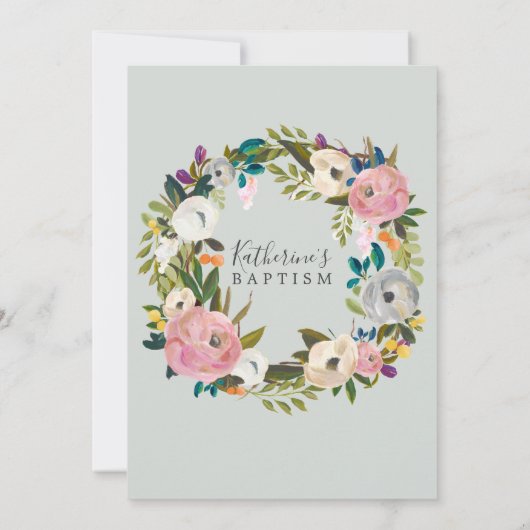 Korte Floral Baby Baptisme Kaart (Achterkant)