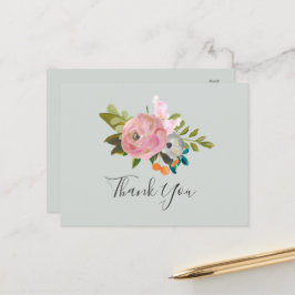 Korte Floral Dank je Briefkaart