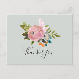 Korte Floral Dank je Briefkaart