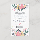 Korte florale wapenschilfers illustratie bedankt visitekaartje (Achterkant)