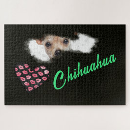 Korte gehakte Chihuahua Eyes Solid Color Legpuzzel