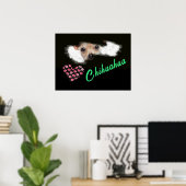 Korte gehakte Chihuahua Eyes Solid Color Poster (Thuiskantoor)
