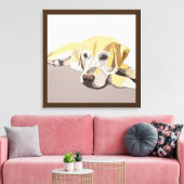 Korte Golden Retriever die neerligt Canvas Afdruk (Insitu (Woonkamer))