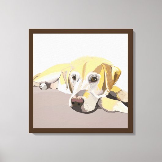 Korte Golden Retriever die neerligt Canvas Afdruk (Voorkant)