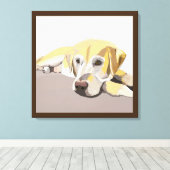 Korte Golden Retriever die neerligt Canvas Afdruk (Insitu (Houten vloer))