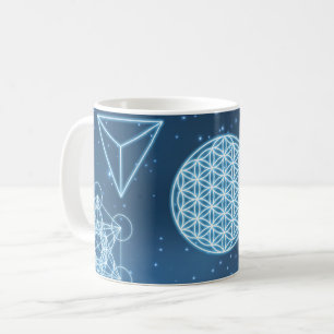 Korte heilige meetkunde Universe blauwe vonk Koffiemok