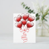 Korte hemelballonnen van het liefdeshart briefkaart (Staand voorkant)