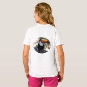 Korte hoes van meisjes Raglan T-Shirt, wit/zwart T-shirt (Achterkant volledig)