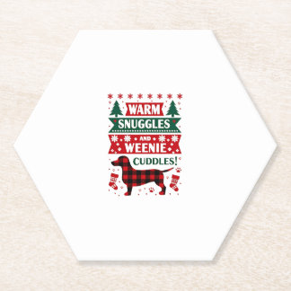 Korte Hond Kerst Pyjama Shirt Schattig Weiner Leli Kartonnen Onderzetters