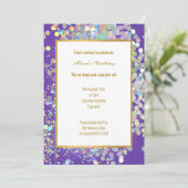 KORTE HOT PAARSE HOLOGRAFISCHE SPOT INVITATIE KAART (Staand voorkant)