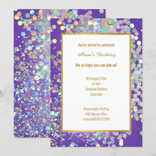 KORTE HOT PAARSE HOLOGRAFISCHE SPOT INVITATIE KAART