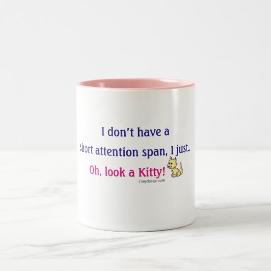 Korte Kat Humor Tweekleurige Koffiemok (Center)