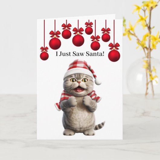 Korte Kerstkat Wenskaart Kaart (Gele Bloem)