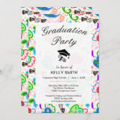 Korte kleurige decoratieve bloemen afgestudeerden kaart (Voorkant / Achterkant)