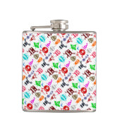 Korte kleurrijke grappige monsters heupfles (Voorkant)