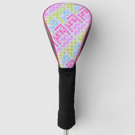 Korte, kleurrijke grijze geometrische graffiti pat golfheadcover (Voorkant)