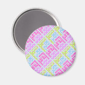 Korte, kleurrijke grijze geometrische graffiti pat magneet (Voorkant / Achterkant)