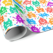 Korte kleurrijke pixelmonsters cadeaupapier (Rol Hoek)