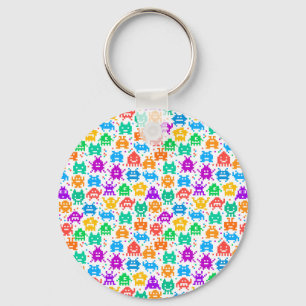 Korte kleurrijke pixelmonsters sleutelhanger