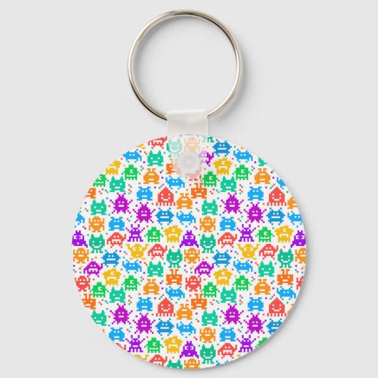 Korte kleurrijke pixelmonsters sleutelhanger (Voorkant)
