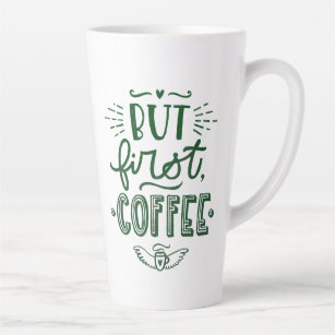 Korte koffieprijsopgave — groene kalligrafie latte mok
