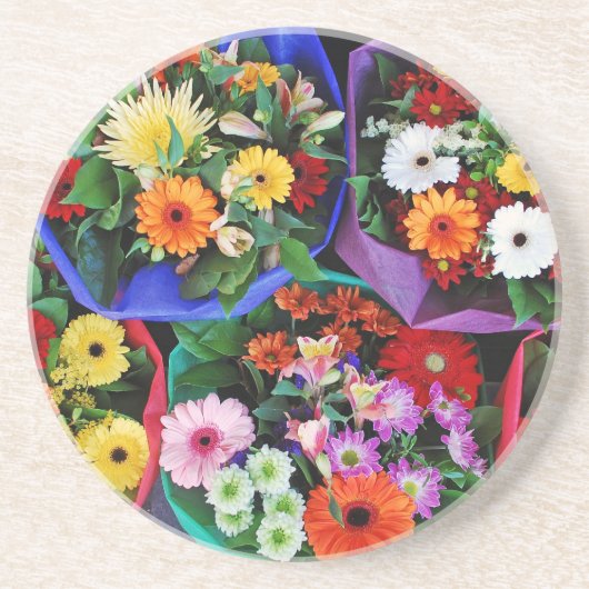 Korte kweekbloemen zandsteen onderzetter (Voorkant)