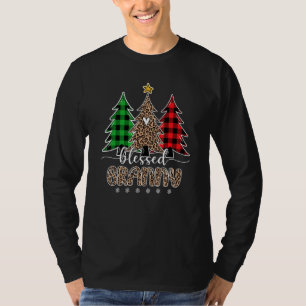 Korte luipaard kerstboompijn rode plank t-shirt