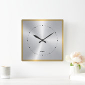 Korte metalen zilver Goud Accent Vierkante Klok (Huis)