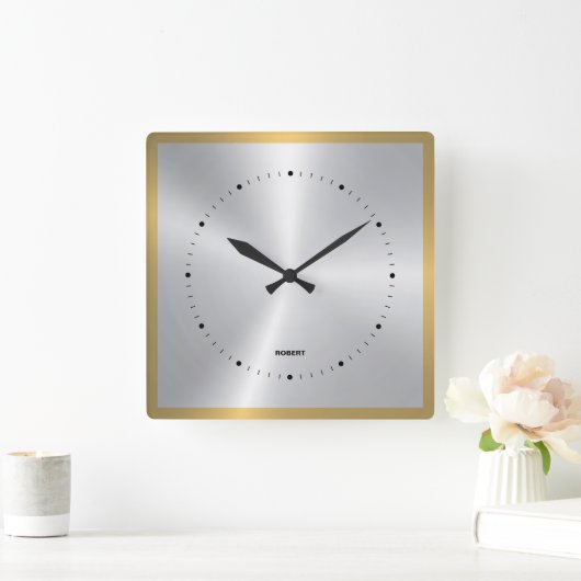 Korte metalen zilver Goud Accent Vierkante Klok (Huis)