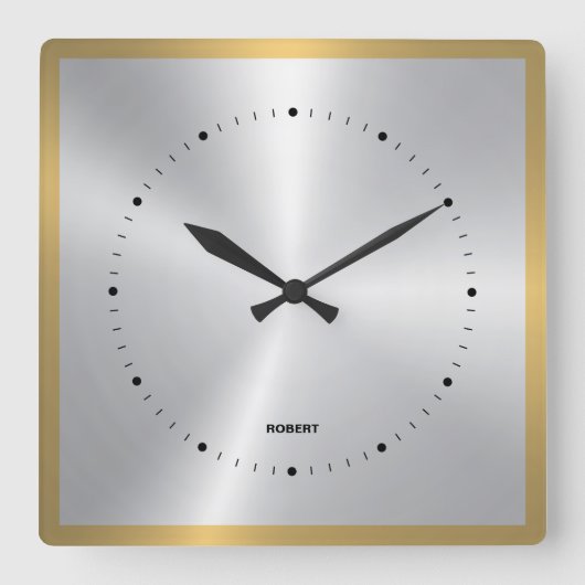 Korte metalen zilver Goud Accent Vierkante Klok (Voorkant)