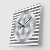 Korte metalen zilvergrijze strepen vierkante klok (Hoek)