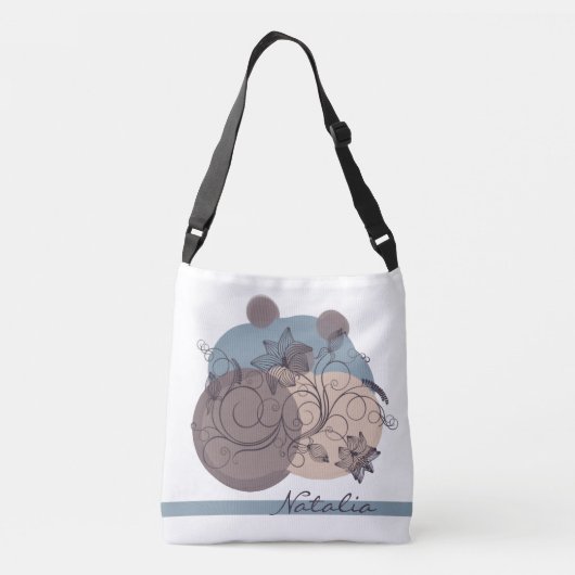 Korte, minimale Floral Crossbody-Canvas tas (Achterkant)