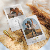 Korte minimale Initialen Boho Arch 2 Foto bruiloft Folie Uitnodiging