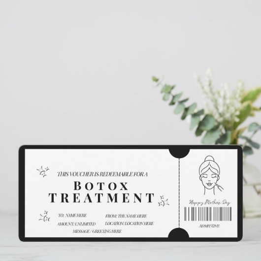 Korte Minimalistische Botox Behandeling Coupon uit Kaart (Staand voorkant)