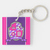 Korte naam betekent letter B eenhoorn crest custom Sleutelhanger (Achterkant)
