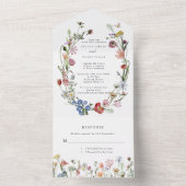 Korte Nederlandse Floral Wreath & Butterflies Wedd All In One Uitnodiging (Binnen)