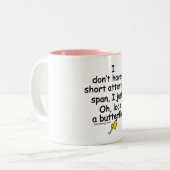 Korte notitiespannvlinder tweekleurige koffiemok (Voorkant links)