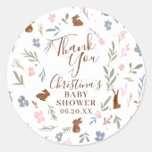 Korte paaskonijn klein konijntje bedankt ronde sticker (Voorkant)