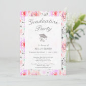 Korte pastel floral aztec graduatie party kaart (Staand voorkant)