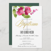 KORTE PINK INK WASH WATERVERF FLORAL BAPTISM KAART (Voorkant / Achterkant)