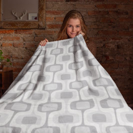 Korte rechthoek, grijs en wit, korter fleece deken