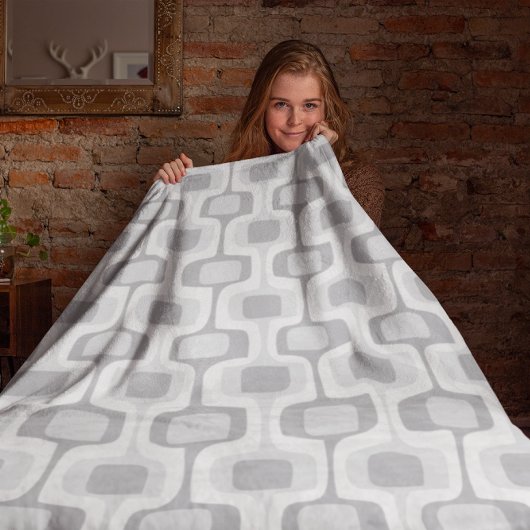 Korte rechthoek, grijs en wit, korter fleece deken